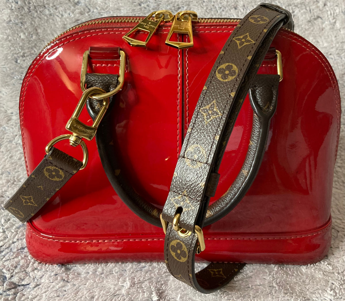 Louis Vuitton Alma BB Vernis Cherry Red Leather SN4153 – Exchange