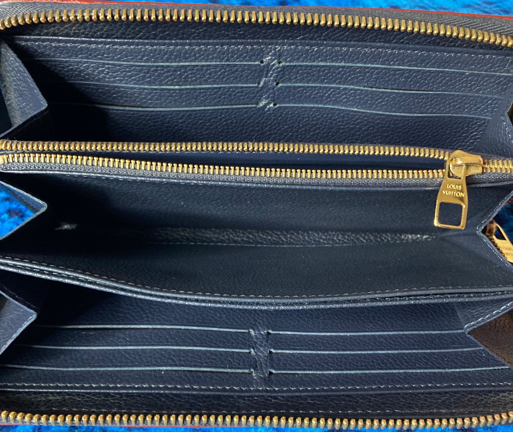 Louis Vuitton Zippy Wallet Navy Blue Empreinte Leather SP4146