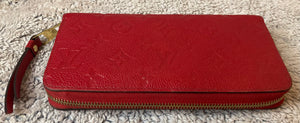 Louis Vuitton Zippy Monogram Empreinte Red Leather Zip Around Long Wallet SP2179
