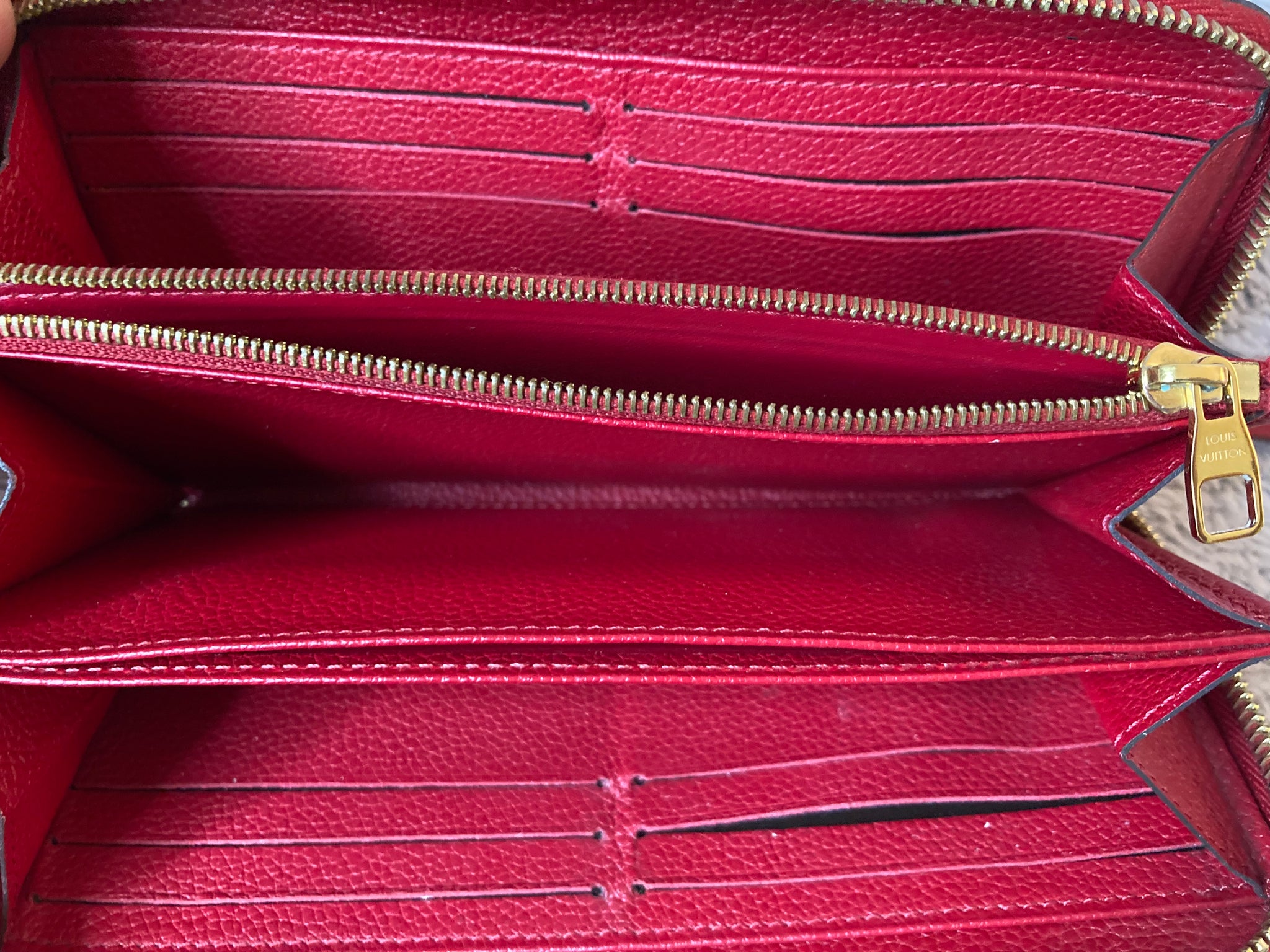 Louis Vuitton Zippy Monogram Empreinte Red Leather Zip Around Long Wallet SP2179