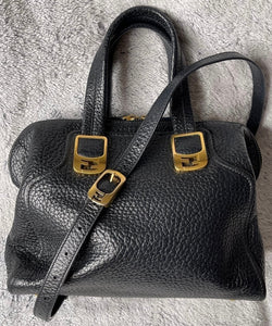 FENDI Black Textured Leather Chameleon 2 Way Bag with Gold Hardware 8BL114-HXF 138-2461