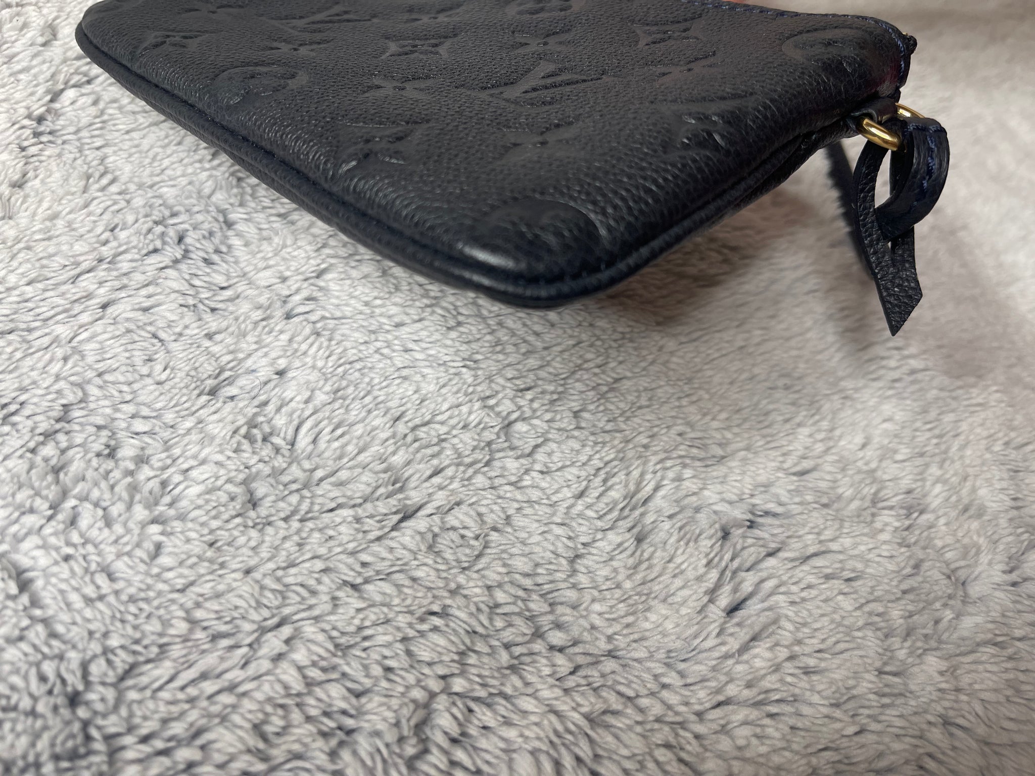 Louis Vuitton Dark Navy Blue / Black Empreinte Leather Mini Pochette.