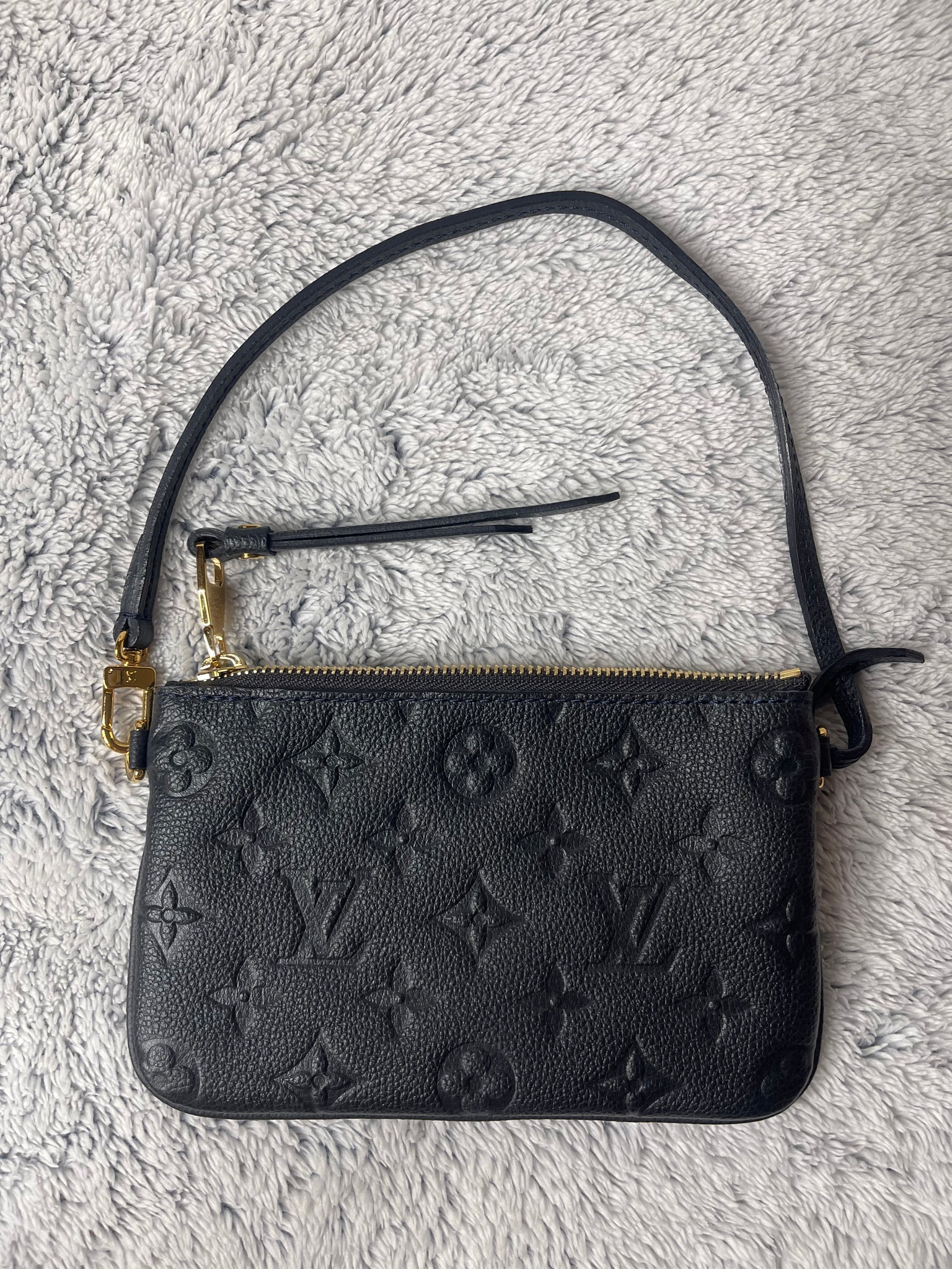 Louis Vuitton Dark Navy Blue / Black Empreinte Leather Mini Pochette.