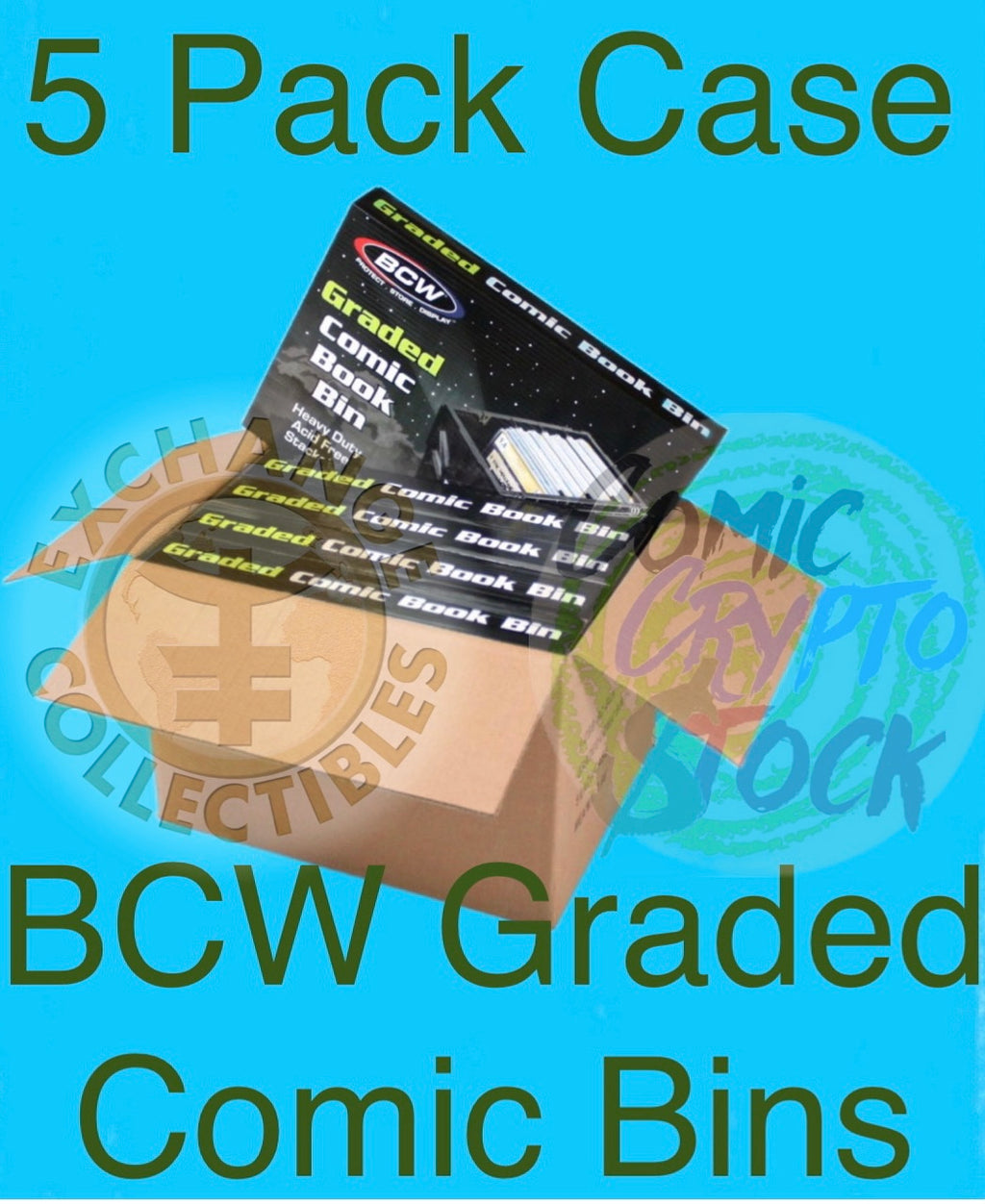 Five Pack of BCW graded comic storage bins.