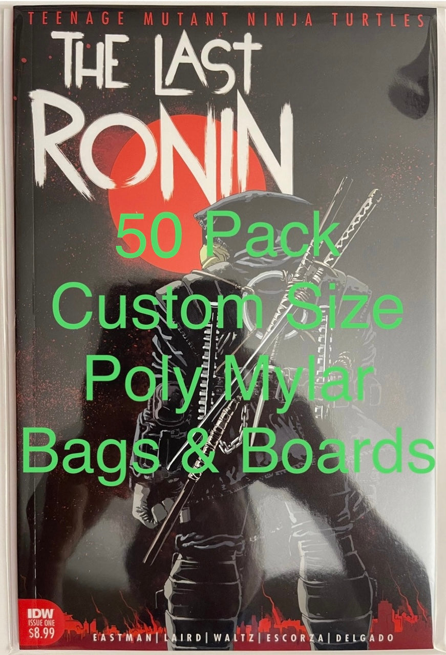 50 Pack Teenage Mutant Ninja Turtles The Last Ronin #1 Poly Mylar Bags & Custom BCW Boards.