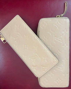 Louis Vuitton Beige Clemence Empreinte Zippy Zip Around Wallet SP0145