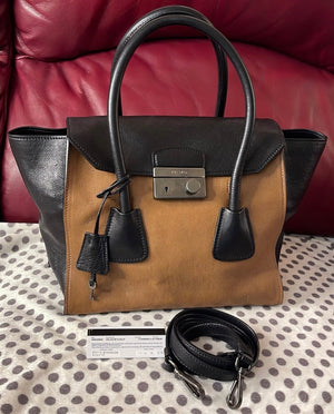 Prada Bi-Color Leather Two Way Handbag with Shoulder Strap 14. 2. 25
