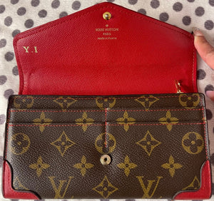 Louis Vuitton Monogram Red Retiro Sarah Long Bifold Wallet