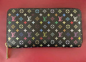 Louis Vuitton Black Multi Color Zippy Zip Around Wallet GA1152