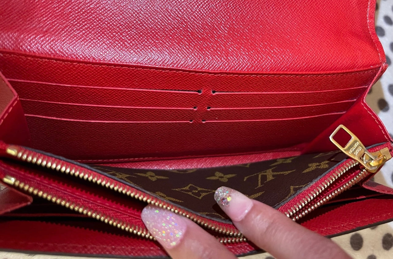 Louis Vuitton Monogram Red Retiro Sarah Long Bifold Wallet