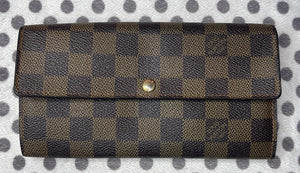 Louis Vuitton Damier Ebene Porte Feuille Sarah Long Bifold Wallet CA2077