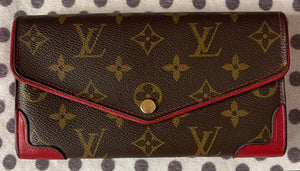 Louis Vuitton Monogram Red Retiro Sarah Long Bifold Wallet