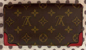 Louis Vuitton Monogram Red Retiro Sarah Long Bifold Wallet