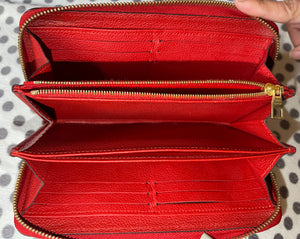 Louis Vuitton Zippy Monogram Empreinte Red Leather Zip Around Long Wallet SP3127